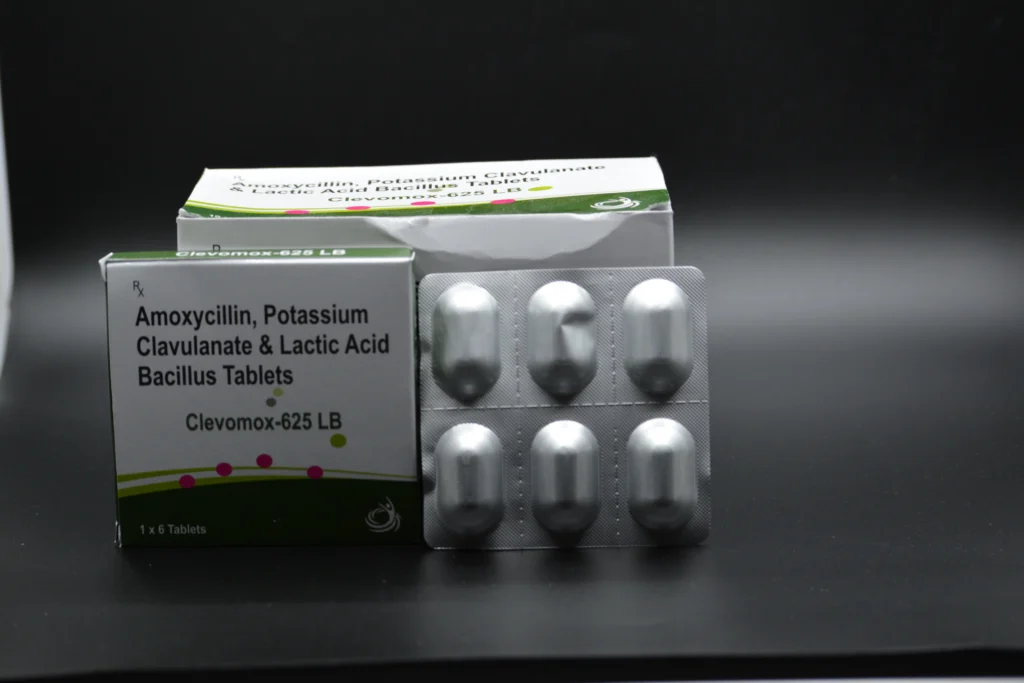 Clevomox-625 LB Tablets – Amoxycillin, Clavulanate & Lactic Acid Bacillus in ALU ALU 1x6x10 pack by E.L.V. Life Sciences