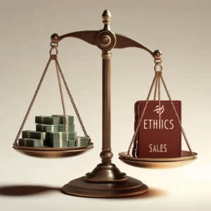 Image of a balance scale depicting the ethical considerations and sales targets balance in the job of a Medical Representative.