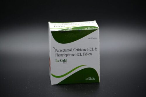 A packet of medicine, which is an anti cold tablet named LV-COLD, provided by ELV Life Sciences