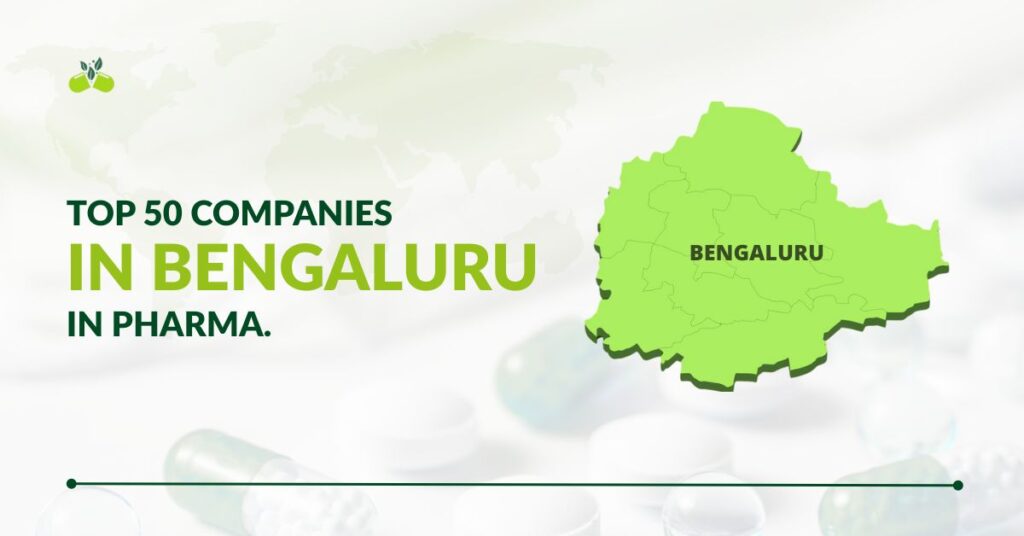 featured image for "top 50 pharma companies in Bengaluru" which contain text and map of bengaluru