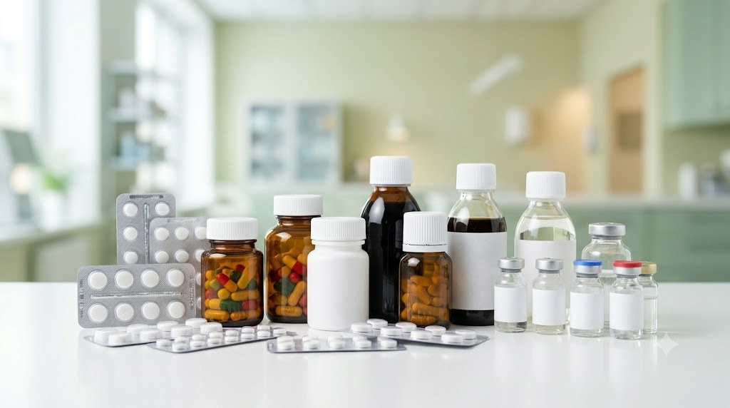 Pharmaceutical product range - tablets, capsules, syrups and injections