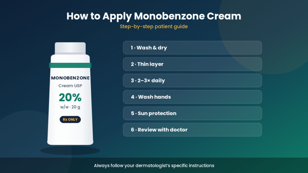 How to apply monobenzone cream - step by step patient guide