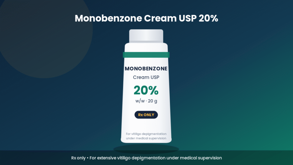 أنبوب كريم مونوبنزون ٢٠٪ بدون علامة تجارية | Generic monobenzone cream USP 20% tube Rx only